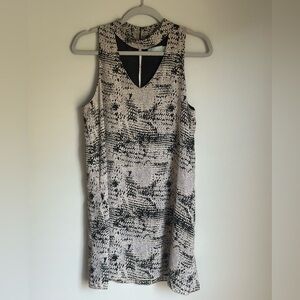 Veronica M. Grey Black Snake Print Sleeveless Choker Collar Cut Out Dress size S